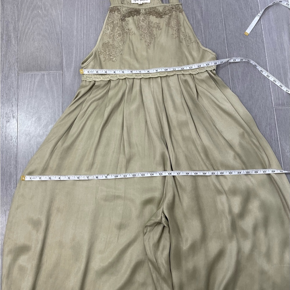 Free People x Brenda Knight Lace Pleated Decorated Wide Leg Overalls Jumpsuit M - Picture 13 of 16